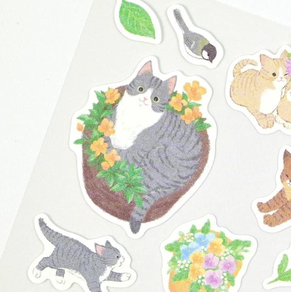 Nyantomo Cat Stickers – Flower Garden - Scents of Japan
